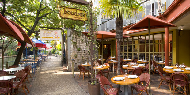 Patio seating on the San Antonio Riverwalk